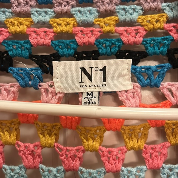 Colorful Crochet Cardigan No.1 Los Angeles with black fringe Fringe duster - Picture 3 of 6